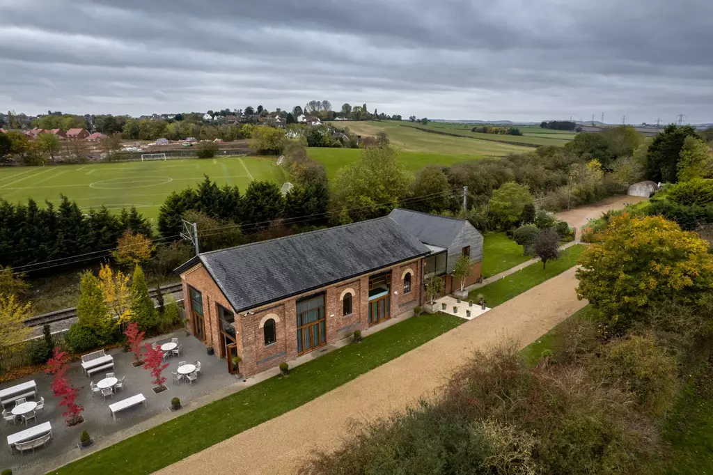 Aerial photo of a wedding venue